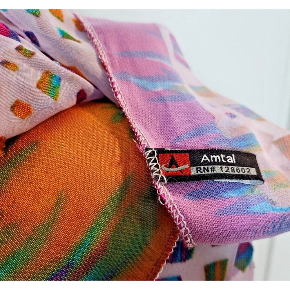 Amtal Rectangular Scarf Shawl Color Mix Textured Sheer Velvet Geometric Design - Picture 5 of 6